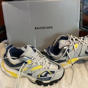 Balenciaga White and Yellow Athletic Shoes